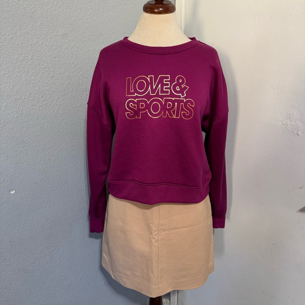 Love & Sports Women Purple Crew Neck Long Sleeve Cozy Relaxed Fit Sweater Size M